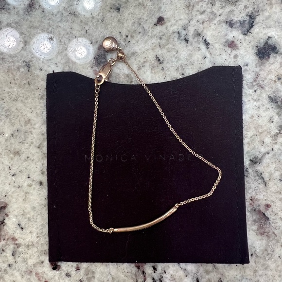 Monica Vinader Skinny Short Bar Bracelet | gold + diamonds - Picture 4 of 6